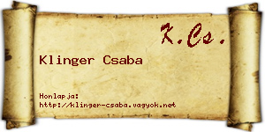 Klinger Csaba névjegykártya